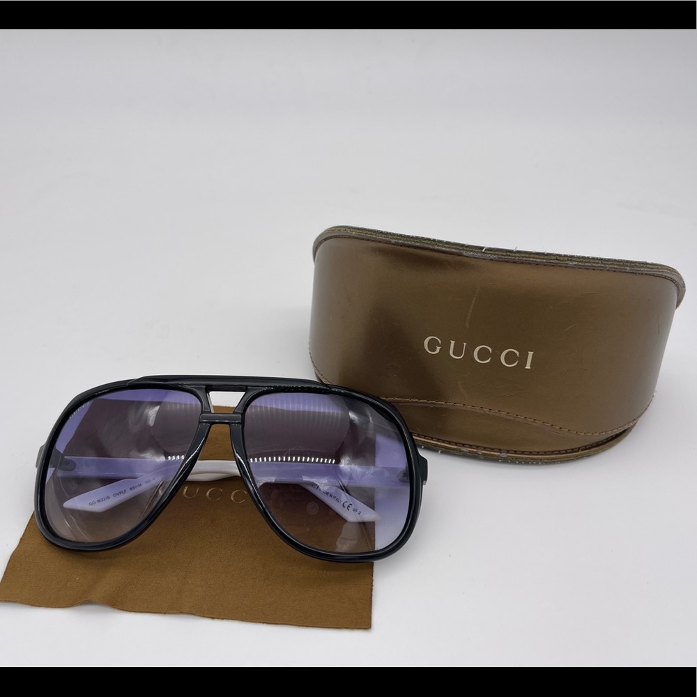 Gucci Unisex 'GG 1622/S OVF' Black/ White Aviator